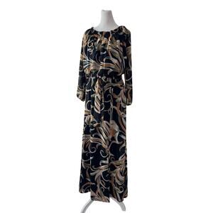 Nine West Multicolored Long Sleeve Belted Maxi Dress